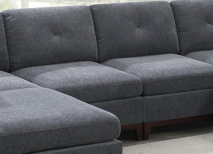 Modular Living Room Furniture Armless Chair in Ash Chenille Fabric Cushion Armless Chair (1 Piece)