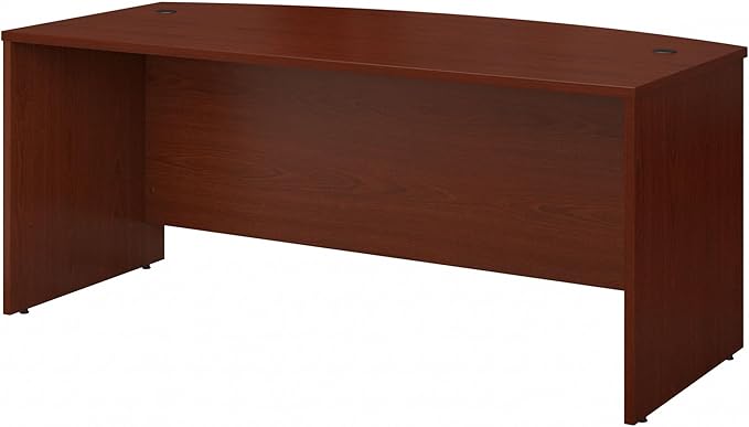 Bush Business Furniture Series C 72W Bow Front Office Desk in Mahogany Large Computer Table for Home and Professional Workplace