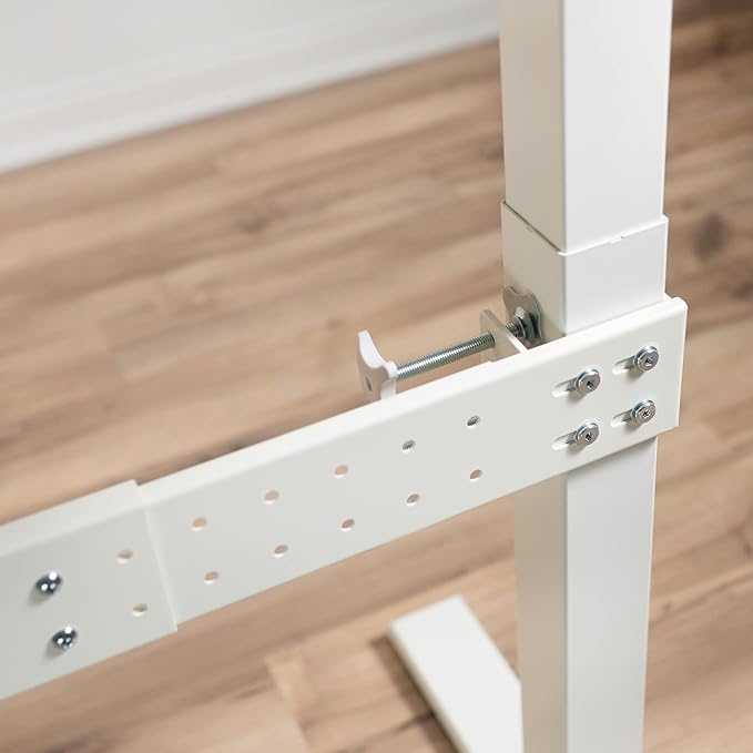 VIVO White Universal Steel Clamp-on Desk Stabilizer Bar for Sturdy Reinforced Workstation 36 to 61.6 inch Bracket Support System for Sit to Stand Desk Frames Expandable Width Adjustment DESK-STB01W