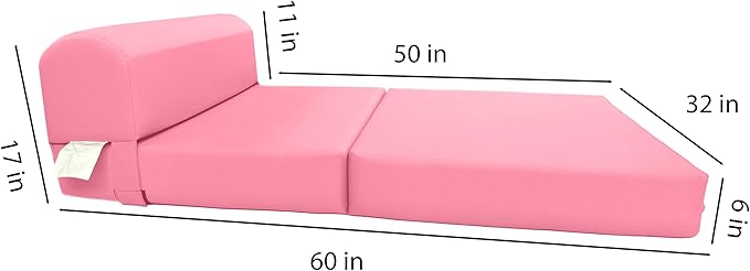 D&ampD Futon Furniture Sleeper Chair Folding Foam Bed Portable Studio Guest Sofa Beds 6 x 32 x 70 Pink