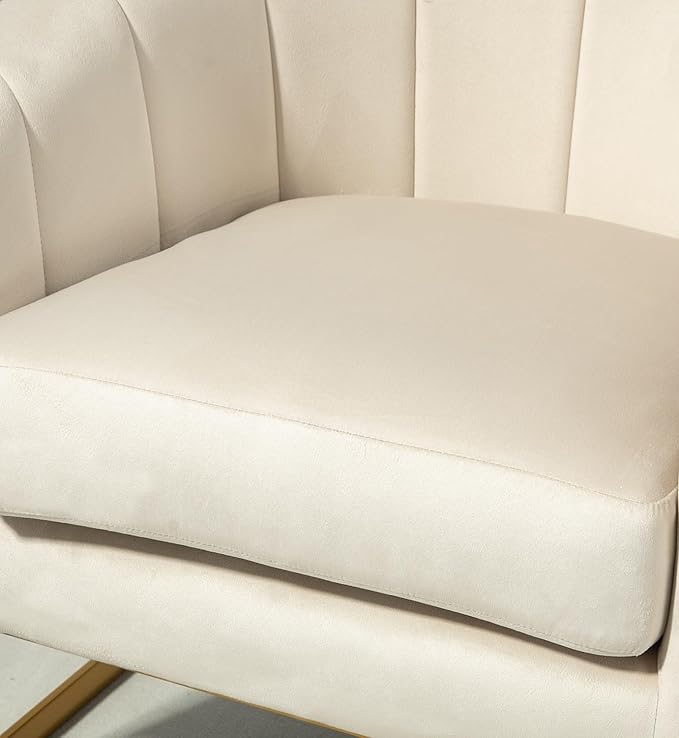 Velvet Modern Accent Armchair - Luxury Gold Frame | Versatile Seating for Living Room Bedroom Office Beige