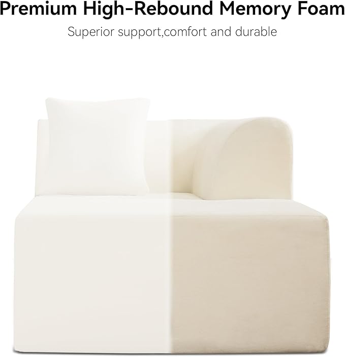 140''Oversized Cloud Velvet Curved Sectional Couch Boneless Couch with L-Shape Chaise Upholstered Compression Memory Foam Modular Sectional Sofa for Living Room No Assembly Required Beige