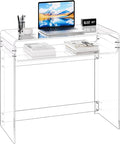 VEVOR Acrylic Desk Clear Laptop Study Desk with Storage Shelf Modern Transparent Console Table for Home Office Living Room Bedroom Entryway 33.5 W x 15.7 D x 29.5 H