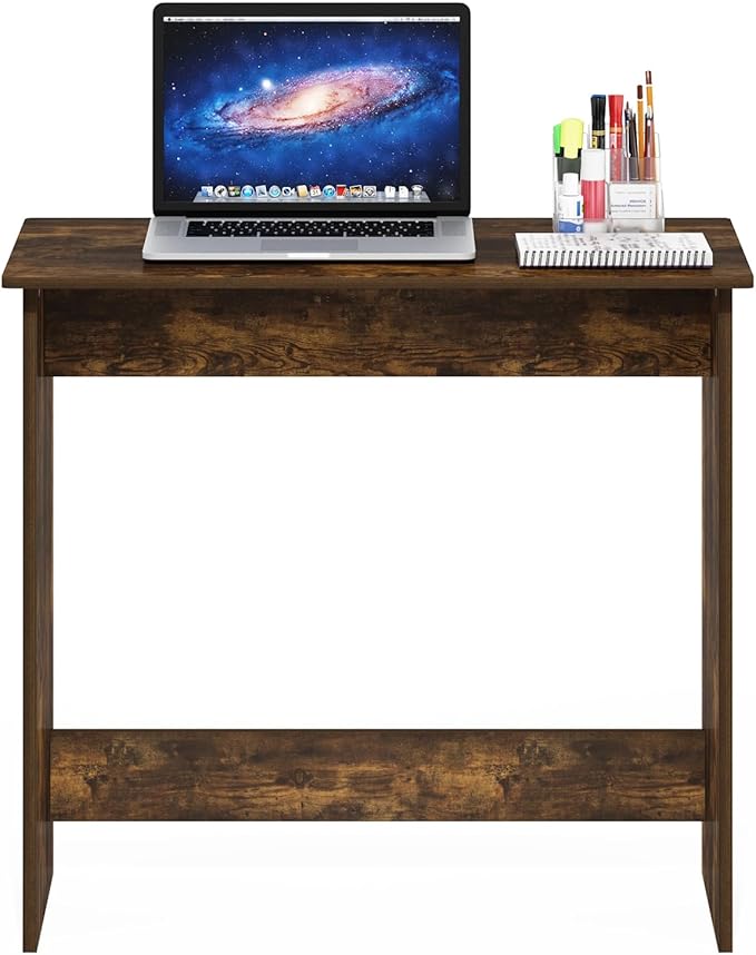 Furinno Simplistic Small Desk 31.3 Wide Gaming Desk Rectangular Computer Desk with Rounded Edges Office Desk for Home Office Bedroom Study Room Dorm Amber Pine