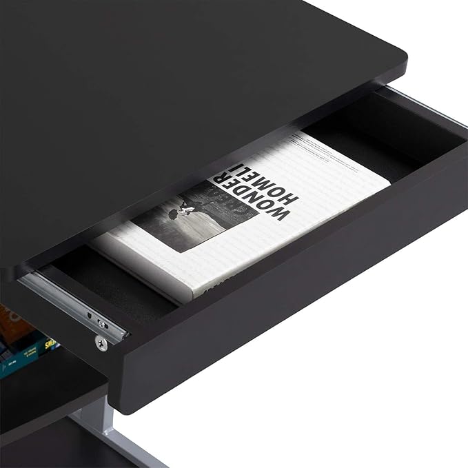 Yaheetech Mobile Computer Desk Cart Small Rolling Laptop Desk PC Table Workstation with Drawer and Printer Shelf Writing Desk Table for Small Space/Home Office