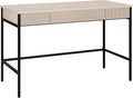 Henn&ampHart 48 Fluted Mid-Century Modern Rectangular Wooden Home Office Desk Computer Desk Writing Table with 3 Ribbed Storage Drawers for Bedroom Living Room or Home Office Beech White