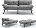 Anwick Futon Sofa Bed Velvet Convertible Futon Sleeper Couch 71 Sleeper Sofa Bed with Adjustable Backrest Modern Loveseat Couch for Compact Living Room Apartment Office (Grey)
