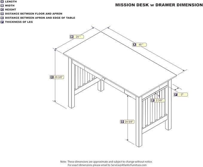 AFI Mission Desk with Drawer and Charger White