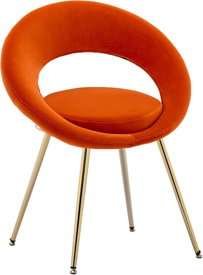 Orange Velvet Modern AccentConversation Lounge Chair with Gold Plated Legs Unique AppearanceSuitable for Office Lounge Living RoomSet of 2