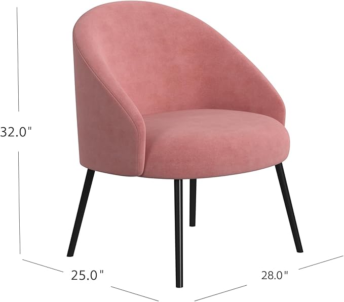 Homepop Home Decor | Upholstered Modern Accent Chair | Accent Chairs for Living Room &amp Bedroom | Decorative Home Furniture Blush Velvet