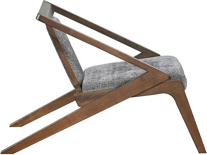 Acanva Mid-Century Modern Lounge Chair Upholstered Velvet Living Room Reading Armchair with Solid Wood Frame Steel-Grey
