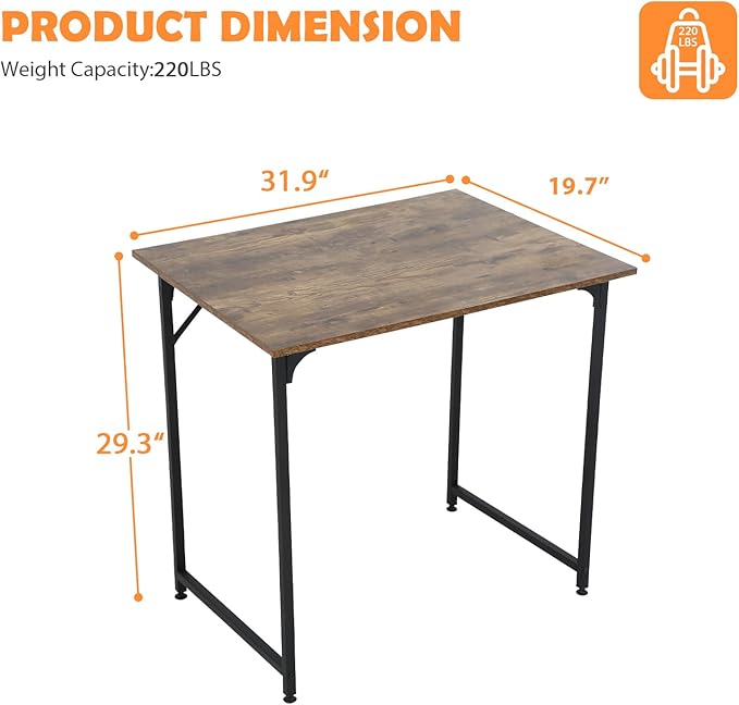 Small DeskDesk 32 InchComputer DeskStudy TableMetal Frame Office DeskModern Simple Style Desk for Home OfficeSmall Tables for Small SpacesAdjustable Leg PadsVintage