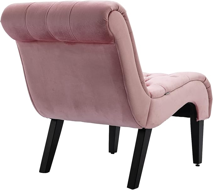 Accent Chair Comfort for Living RoomLoungeBedroomOffice DecorativeVelvet Tufted ArmchairUpholstered Barrel Chair Square Bedroom Chair PerfectAccent Living Room Chair/Leisure Chair (Pink)