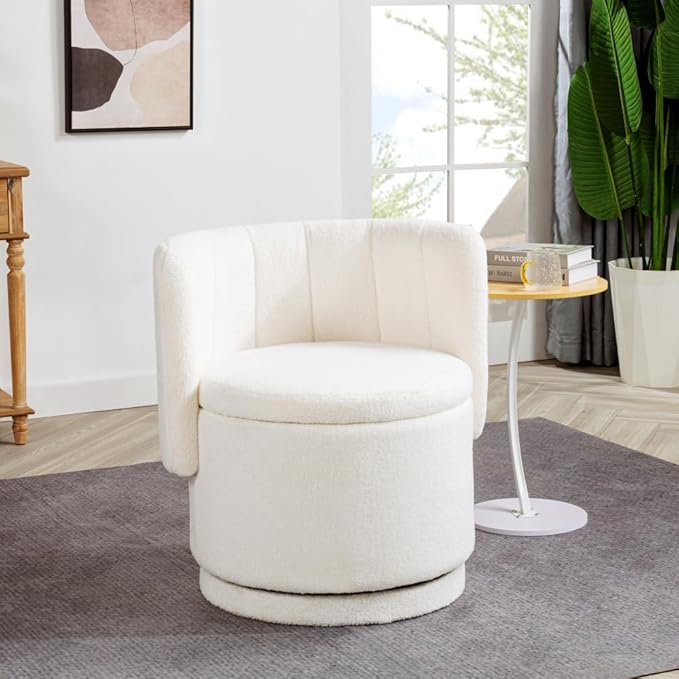 Stylish and Minimalist Teddy Fleece Single Sofa Chair with Arms and Pillow Armchair Accent Chair for Living Room Bedroom StudyGrey (Beige + Boucle)