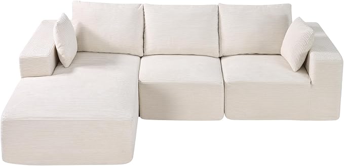 VEVOR Modular Sectional Sofa Sectional Couch for Living Room L Shaped Sofa with High Rebound Sponge Cloud Couch with Cushion for Living Room Apartment Beige