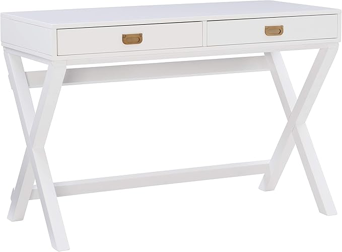 Linon Connor White Writing Desk with Two Drawers