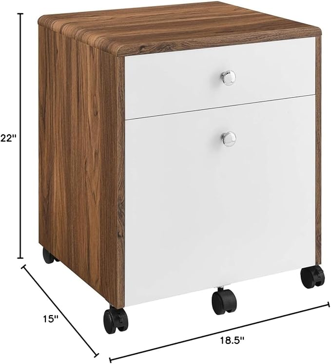 Modway EEI-5705-WAL-WHI Render Wood File Cabinet Walnut White