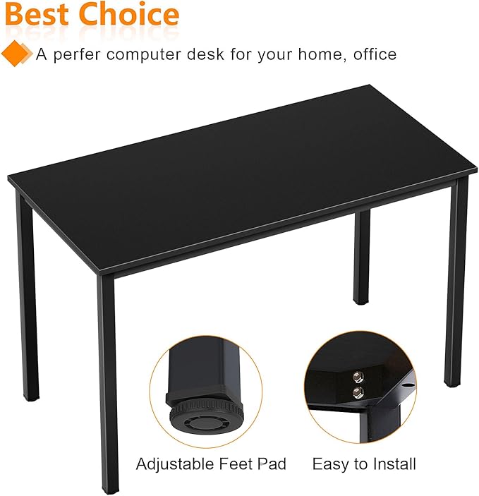 Need Small Computer Desk Writing Desk 39 3/8'' L Study Desk for Small Space Gaming Desk Sturdy and Heavy Duty Home Office Desk for Dormitory/Meeting Room AC3CB(100 * 60) Beside TableBlack/Black