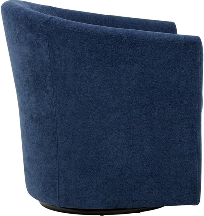 Pemberly Row Traditional Fabric Swivel Club Chair Indigo Finish 30.5 W x 30 H x 27 D Padded Removable Seat Flared Arms 360 Degree Swivel Base Elegant Accent Chair for Living Room or Office