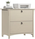 Bush Home Salinas 2 Drawer Lateral File Cabinet in Antique White Home Office Storage Solution Organizer with Drawers for Workspace Filing Unit