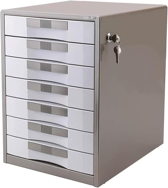 File Cabinet 7-Shelf Metal Desktop Filing Cabinet Locking 7-Shelf File Cabinet Office Data Organiser Storage Boxes (Color : B)
