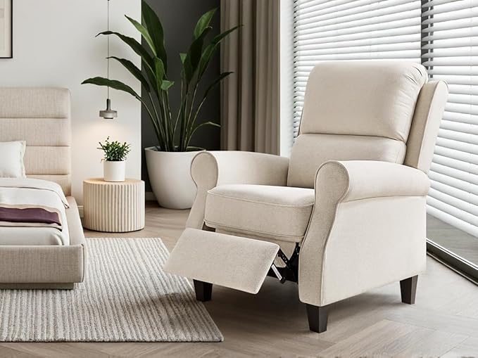 Oversized Recliner Chair for Living Room Modern Reclining Sofa Home Theater Seating with Upholstered Push Back Mid-Century Reclining Armchair with Lumbar Support Bedroom Reading Nook Office