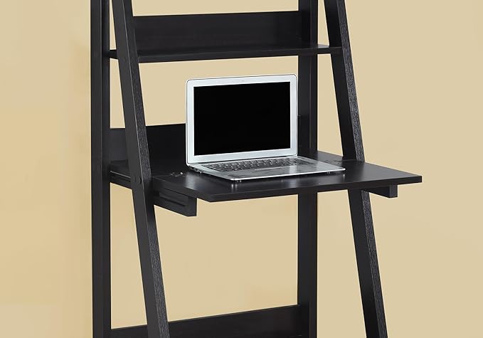 Monarch Specialties Tryy Ladder Desk - Bookcase - Wall Bookshelf - Stand Shelf 61H Cappuccino