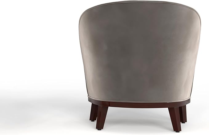AC Pacific Ava Modern Barrel Accent Chair Upholstered Lounge Armchair with Curved Backrest Channel-Tufted Details Soft Seat Cushion &amp Throw Pillow for Living Room or Bedroom Grey