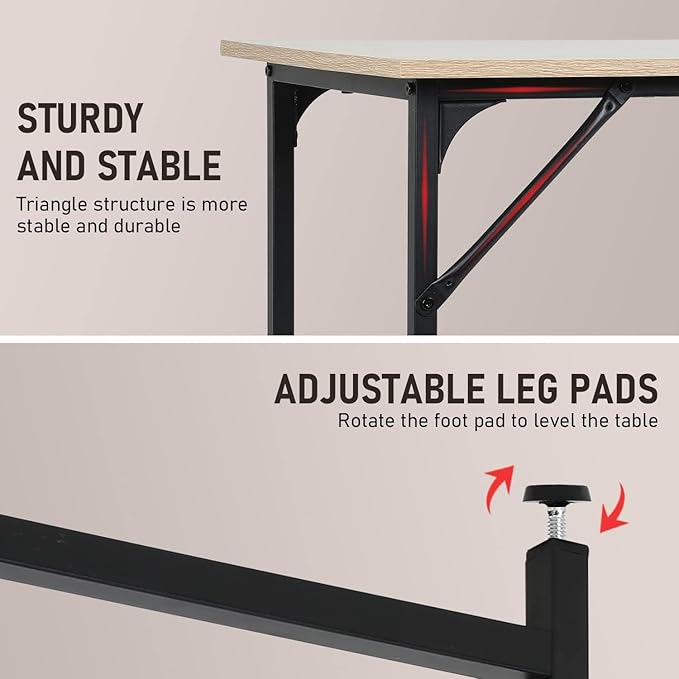 Bigacc 47 Inch Computer Desk Modern Gaming Desk for Home Office Large PC Gaming Table for Teen Student Art Modren Simple Style Computer Desk Wood and Metal Desk Workstati Nature