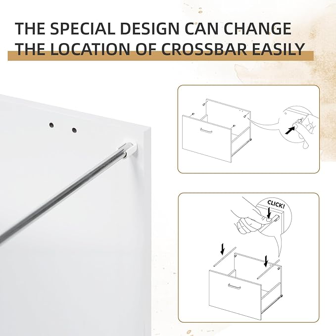 QDSSDECO 3 Drawer Mobile File Cabinet Rolling Vertical Filing Cabinet fits A4 Legal Paper and Letter Paper for Home Office White with Lock