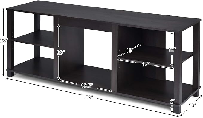Tangkula 2-Tier TV Stand Entertainment Television Stands Modern Entertainment Centers with Adjustable Shelves Suitable for 18 Electric Fireplace (Not Included)