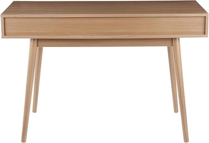 LumiSource Pebble Double Desk Home Office Desk Computer Desk with Drawers Natural Wood Desk White Desk Small Desk for Bedroom Gaming Desk Contemporary Desk