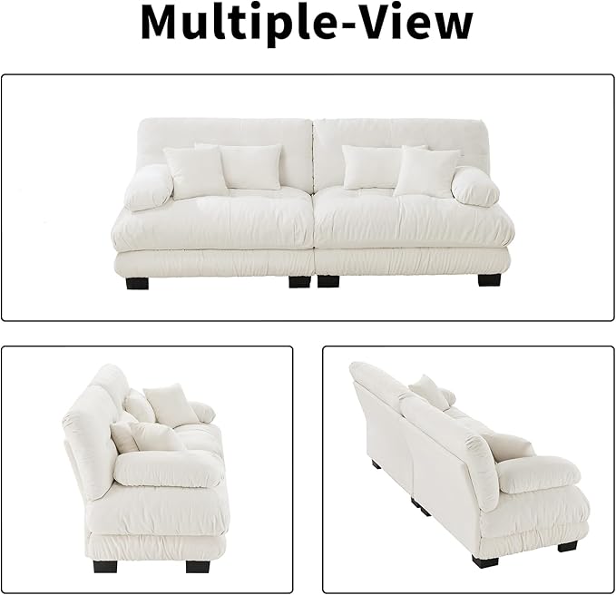 94.4.4 Oversized Modular Sectional Sofa White Large Sectional Couches for Living Room Chenille Fabric Sofa Set Cloud Love Seat Couches Deep Seat Modern Sofas para Sala