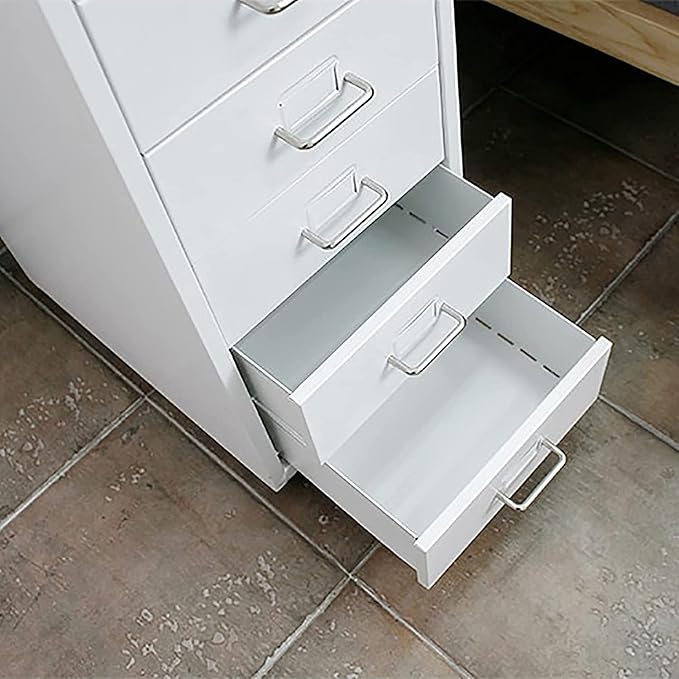 10-Drawer File Cabinet Metal Mobile File Cabinet with Wheels Filing Cabinet Under Desk for Home/Office(Color:White)