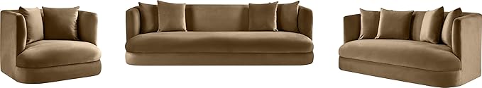 Meridian Furniture 699Beige-C Alder Collection Modern | Contemporary Chair with Ultra Luxe Beige Velvet 460 GSM Velvet Solid Wood Frame 38 W x 36 D x 30 H Beige