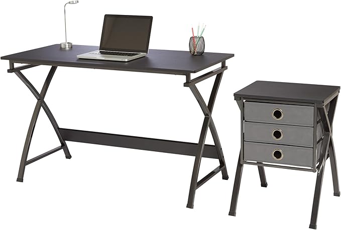 Realspace® X-Cross 48 W Computer Desk with File Cabinet Black