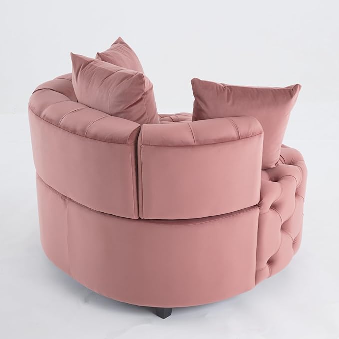 Oversized Accent Chair for Living Room &amp Bedroom Barrel Chair Large Velvet Chair Sofa Lounge Chair Leisure Club Upholstered Armchair with 3 Pillows &amp Wood Legs