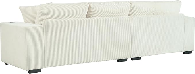 Ball &amp Cast Oversized L-Shaped Sectional Sofa with ChaiseLarge Comfy Upholstered Couch W/Thick CushionBuilt-in Cup Holders &amp Charging PortsWide &amp Thick Armrests &amp Seat Designfor Li