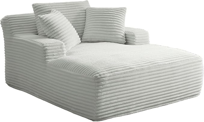 67 Inch Oversized Chaise Lounge Chair IndoorBoneless Corduroy Sofa Bed with Spring CushionDeep Seat Cloud Couch and Reading LoungerSoft Sleeper Sofa for Living RoomNo Assembly RequiredLight Grey