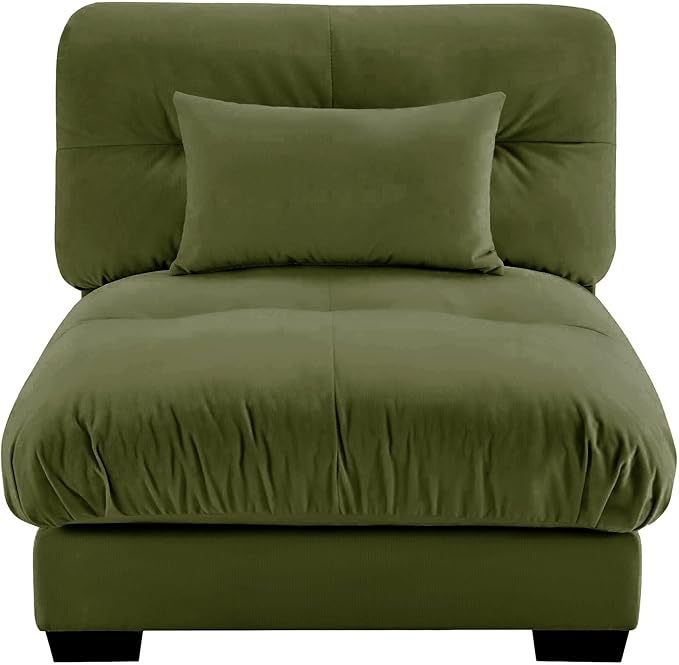 Sectional Couch Middle Seat with 1 Pillow Olive Green