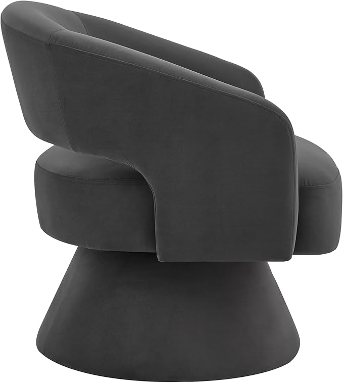 Modern Swivel Velvet Accent Chair 360 Degree Rotating Lounge Chair Open Back Chair for Living Room Bedroom Comfort Chair Dark Gray