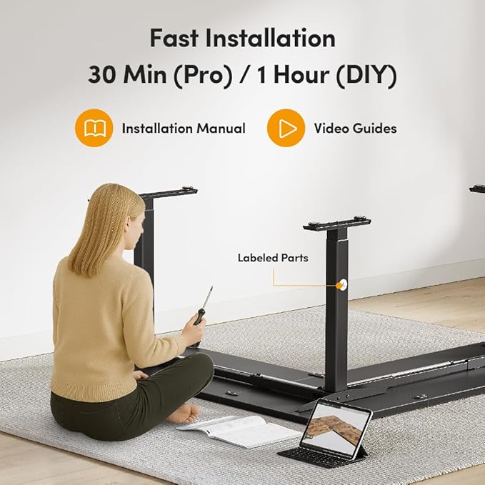 Cubiker 75 * 63 L Shaped Standing Desk Reversible Corner Standing Desk Suitable for Home Office Black