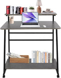 Home Office Desk3 Tier Rolling Computer Desk36inch Modern Home Desk Computer Desk Writing Table with Under Desk Storage Shelves for Home Office Study Bedroom (Black+Grey)