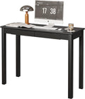 Solid Wood Desk with Drawers - 39 x 16 Inch Simple Narrow Desks Modern Computer Desks Rubber Wood Study Table Small Writing Desk for Bedroom|Small Spaces - Black