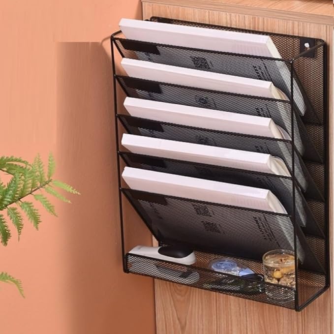 Kuntine.B 6-Tier Wall File Organizer Hanging File Organizer Cubicle Organizer Wall File Holder for Office Home Black