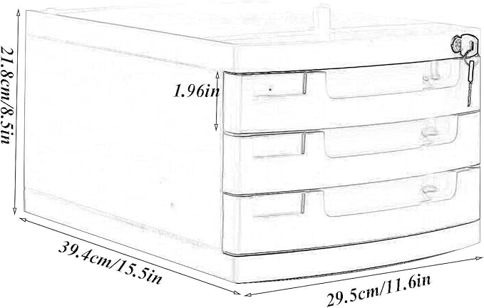 Plastic Storage Drawers Desk Storage Unit Organizer Lockable File Cabinet A4 Box for OfficeB-3 Drawers