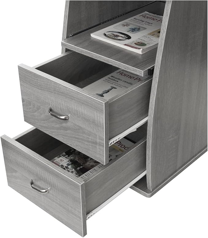Computer Workstation Desk with Shelf &amp Drawers - Gray Home Office Desk