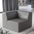 Modway Mingle Vegan Leather Sectional Sofa Corner Chair in Gray