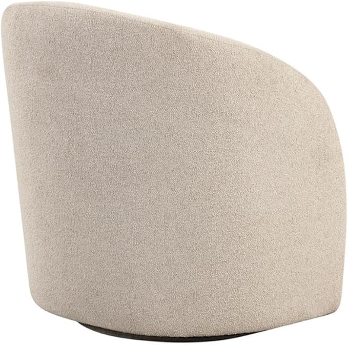 Pemberly Row Swivel Accent Chair Khaki Beige Boucle Upholstery High-Density Foam Cushion Solid Wood Frame Upholstered Base Low Profile Back Stylish and Durable Living Room or Makeup Table