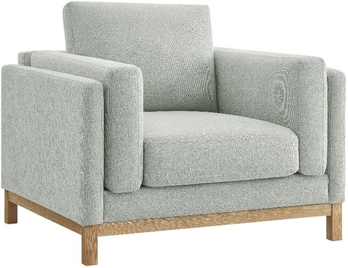 Modway Roscoe Fabric Armchair in Mist - Comfortable Deep Seat Accent Chair with Arms for Living Room or Bedroom